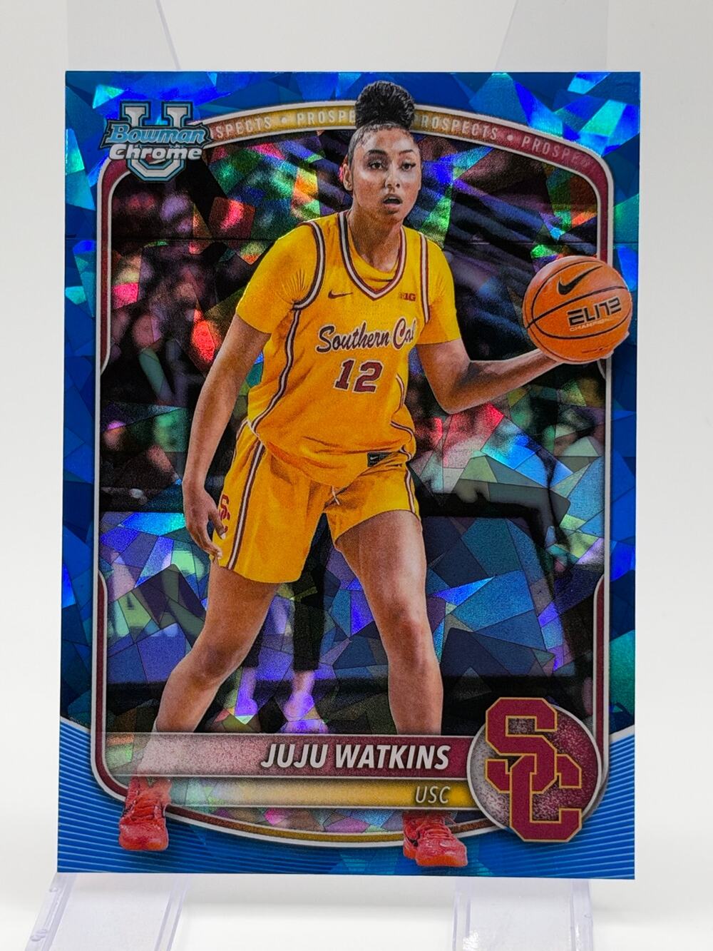 2025-26 Bowman Chrome U Sapphire Juju Watkins Sapphire Refractor USC Trojans